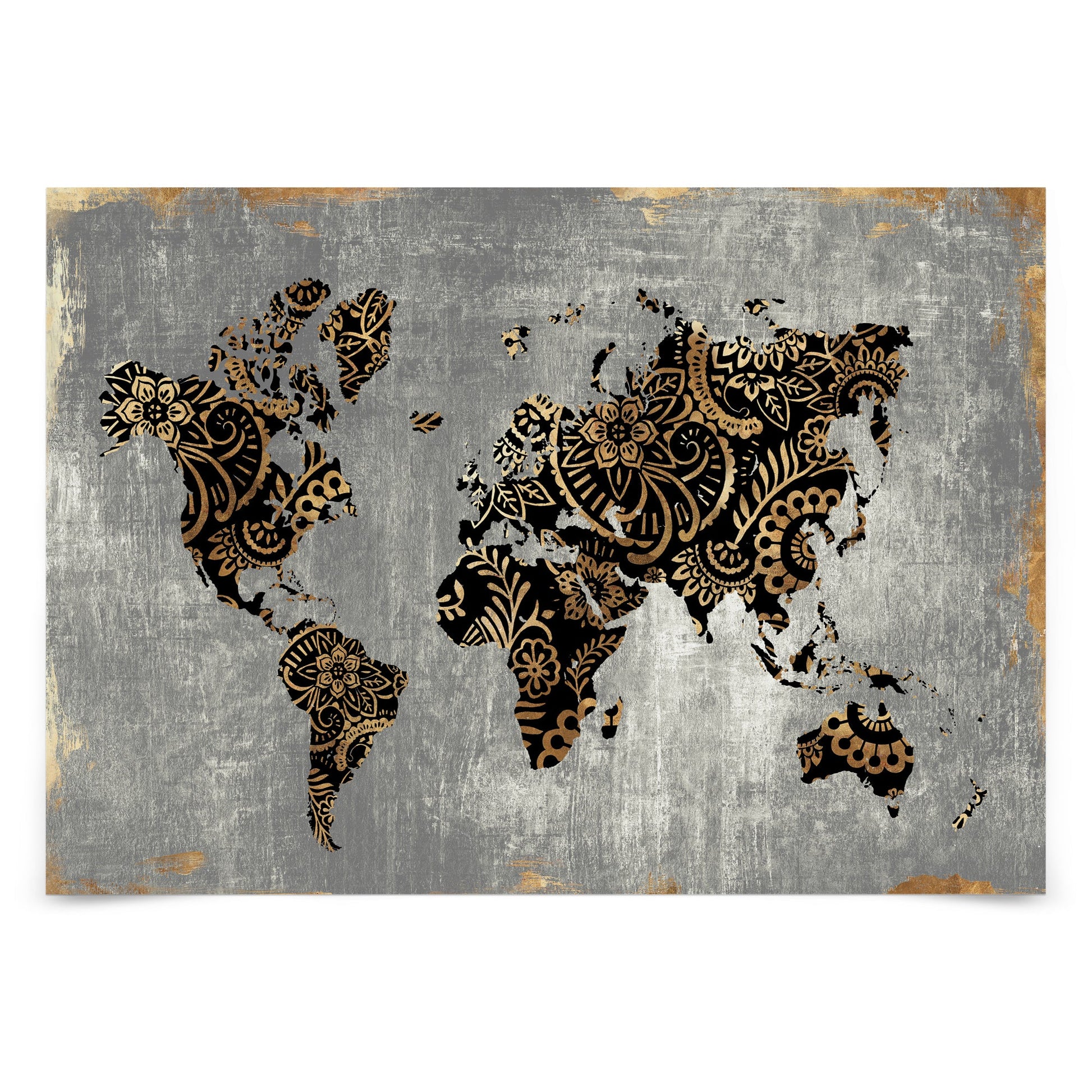 Pixel World Map Wall Art, Canvas Prints, Framed Prints, Wall Peels