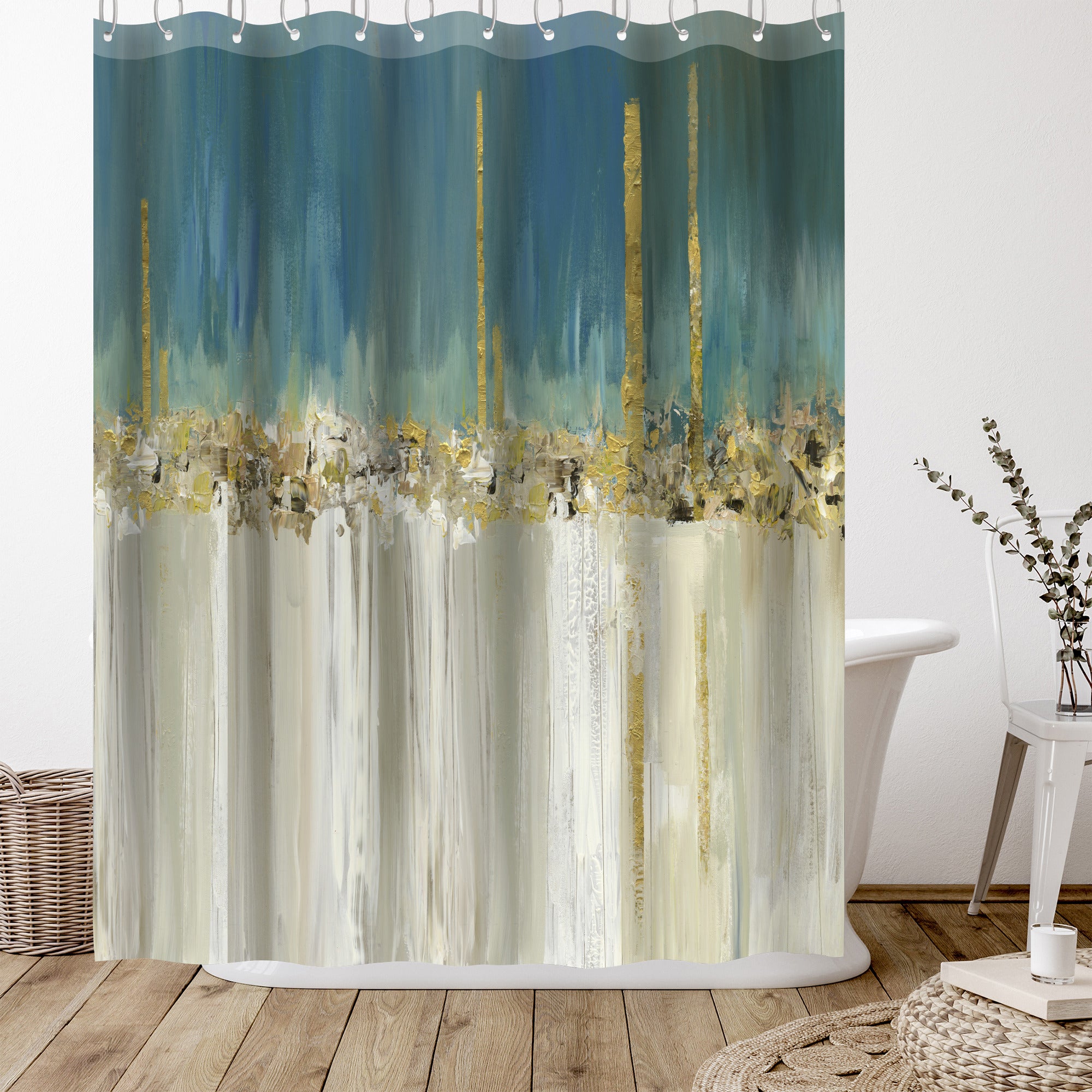 Green and gold clearance shower curtain