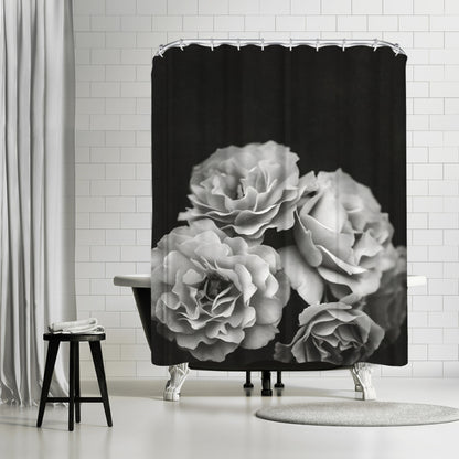 71" x 74" Floral Shower Curtain with 12 Hooks, Moody Roses by Chaos & Wonder Design