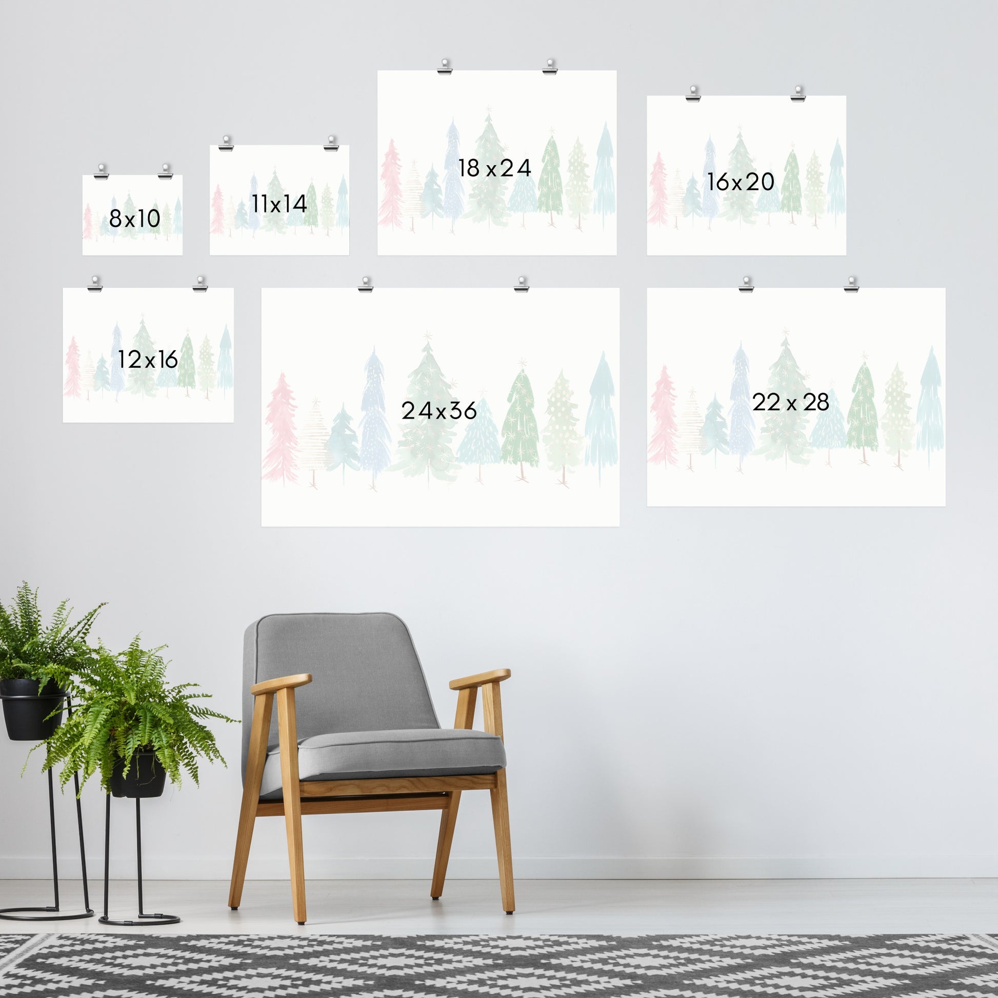 https://www.americanflat.com/cdn/shop/products/A349P018_ChristmasTrees_PIHolidayCollection.gallery_wall_landscape_poster.jpg?v=1637335321&width=1946