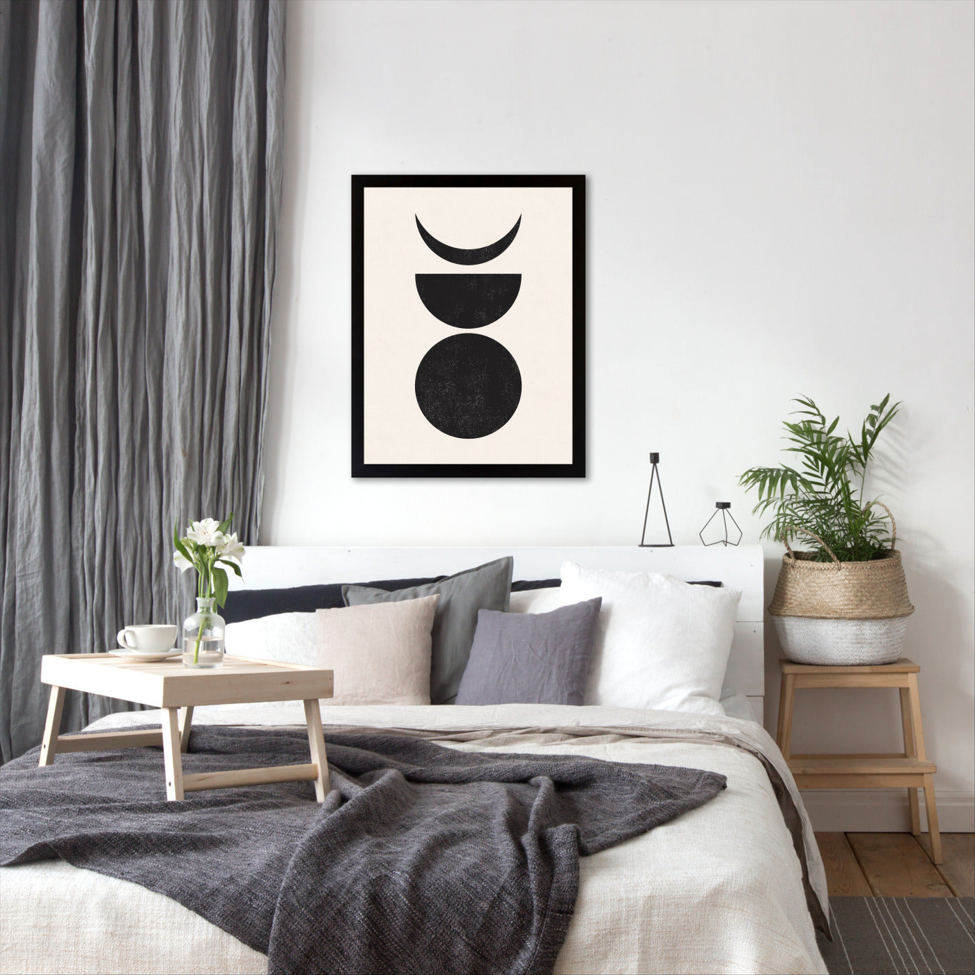 Americanflat Abstract Wall Art Room Decor - Moon Phases Black