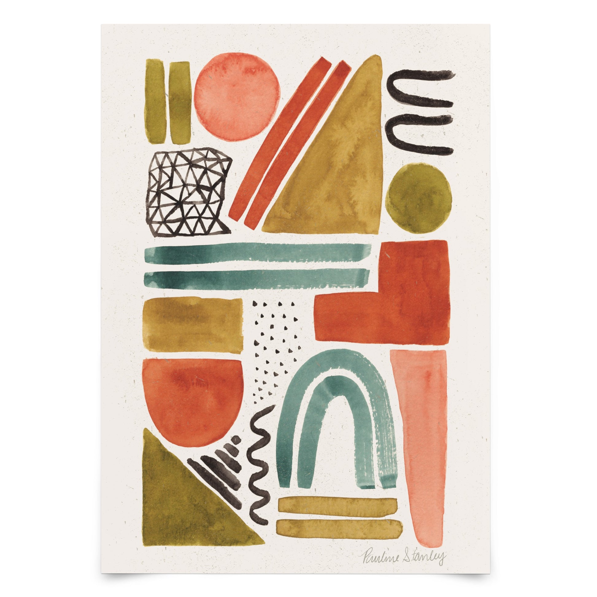 Art Print Wall Art Abstract Shapes Watercolor Pauline Stanley – Americanflat