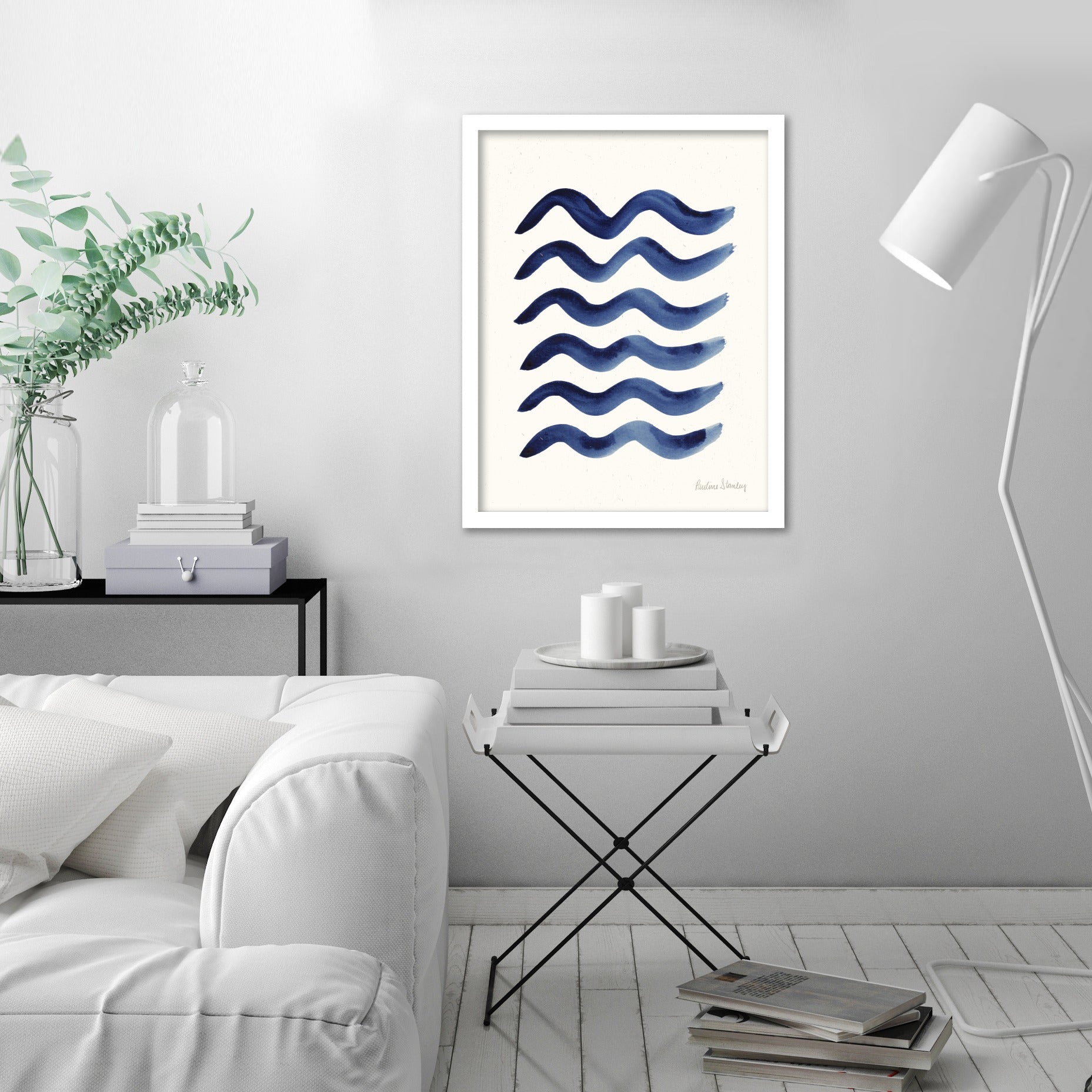 Blue Waves Watercolor by Pauline Stanley - Framed Print – Americanflat