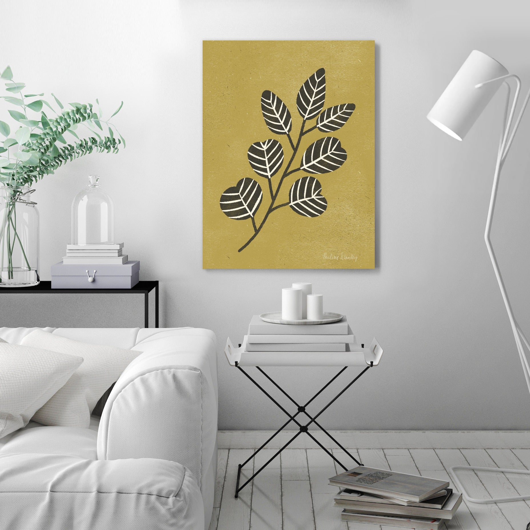 Art Print Wall Art Eucalyptus Branch Mustard Pauline Stanley – Americanflat