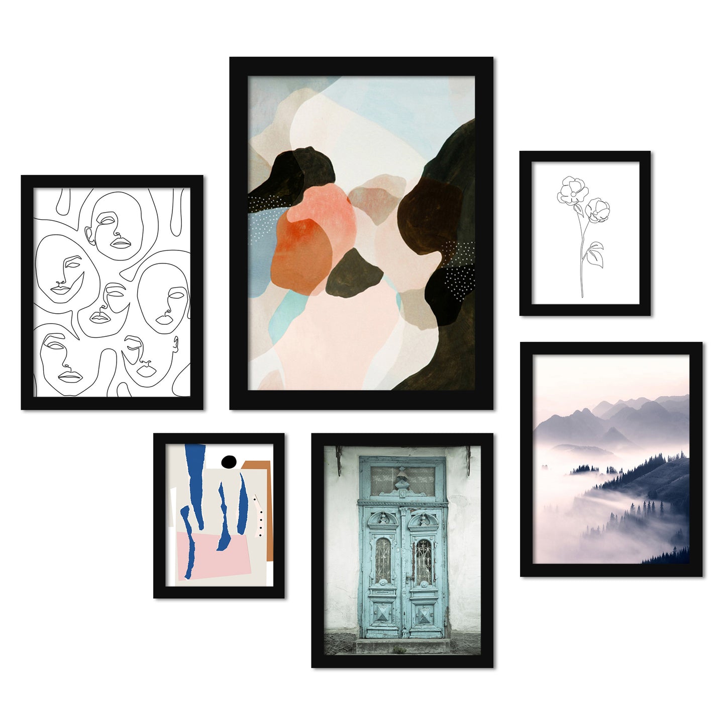 Contemporary Mixed Art - 6 Piece Framed Gallery Wall Set - Americanflat