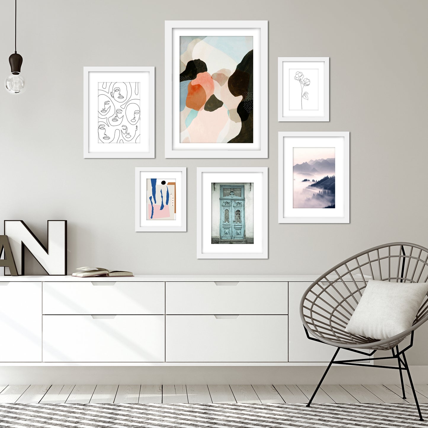 Contemporary Mixed Art - 6 Piece Framed Gallery Wall Set - Americanflat