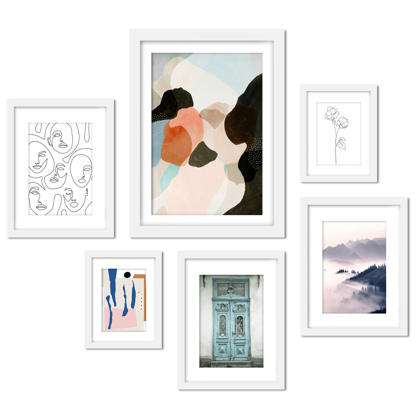 Contemporary Mixed Art - 6 Piece Framed Gallery Wall Set - Americanflat