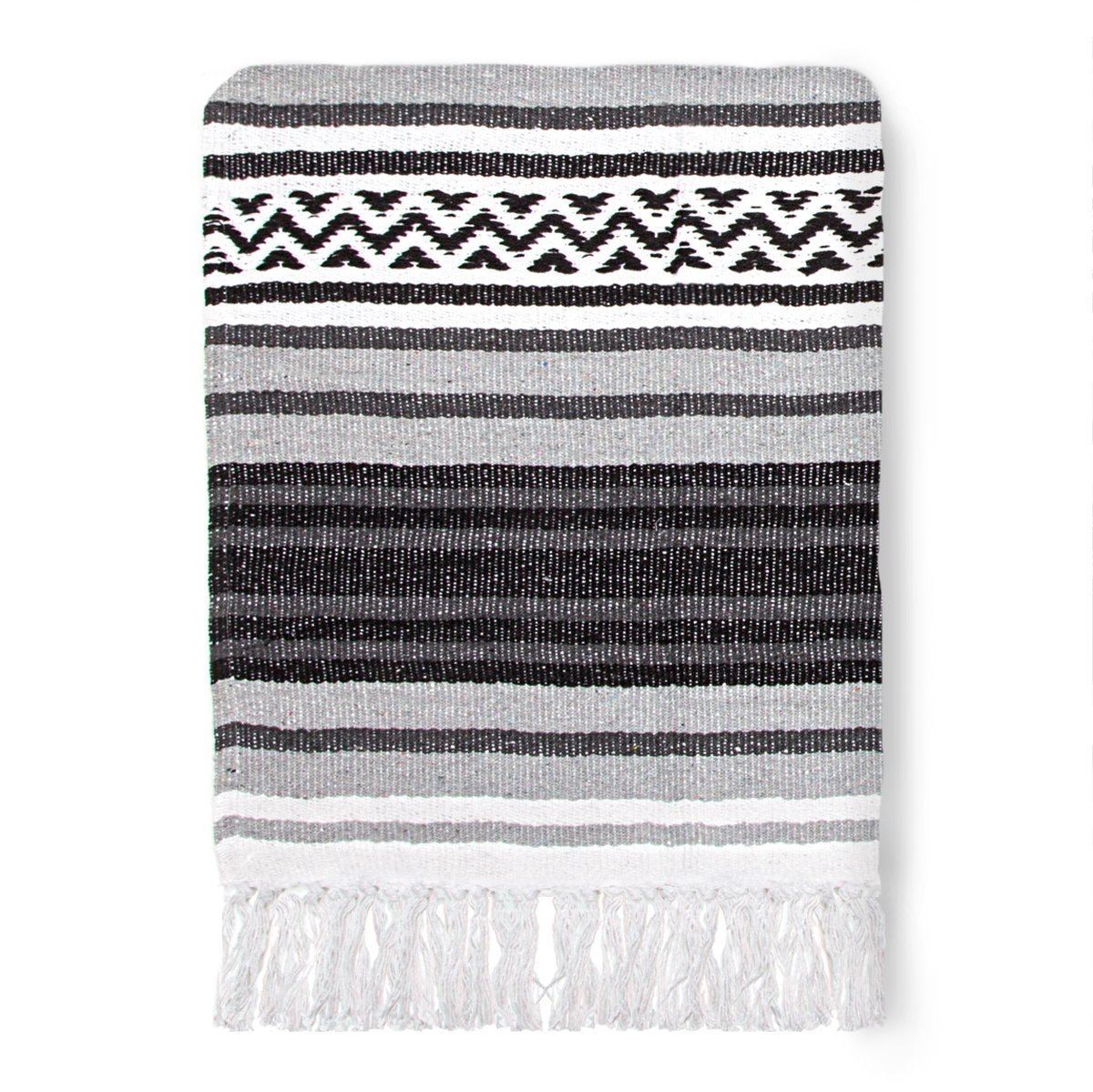 Authentic Yoga and Mexican Falsa Blanket in Solid Grey Cotton and