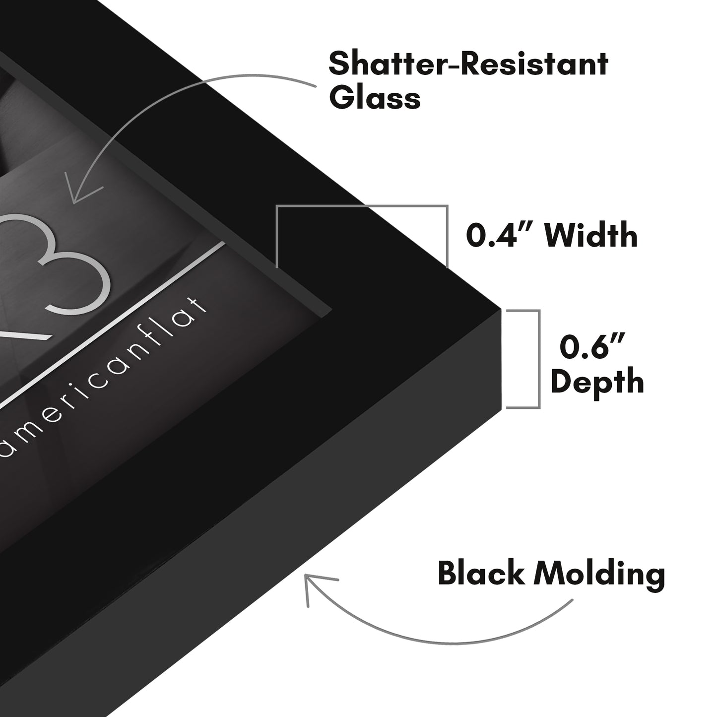 Thin Border Photo Frame in Black - Plexiglass Cover For Horizontal Formats - Picture Frame