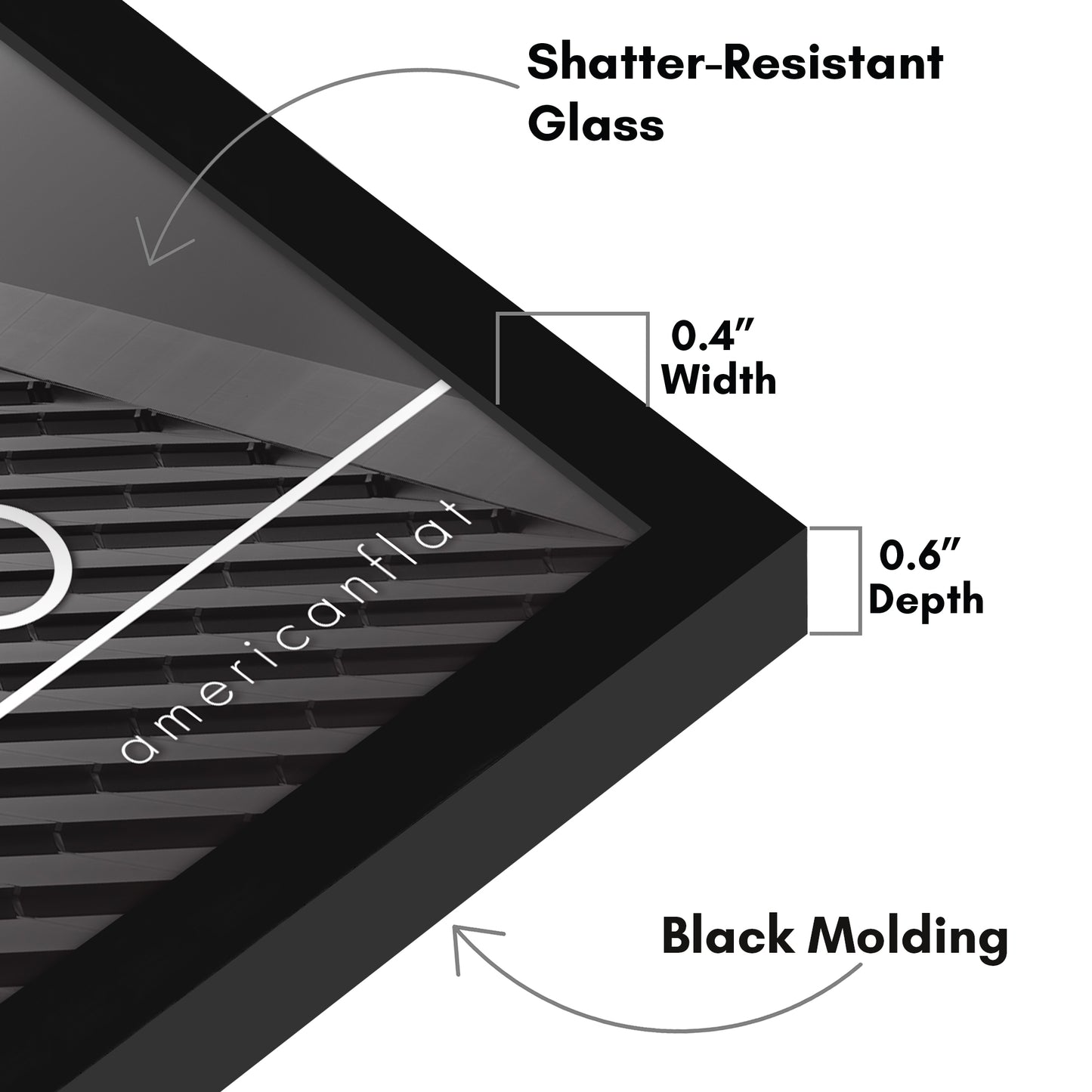 Thin Border Photo Frame in Black - Plexiglass Cover For Horizontal Formats - Picture Frame