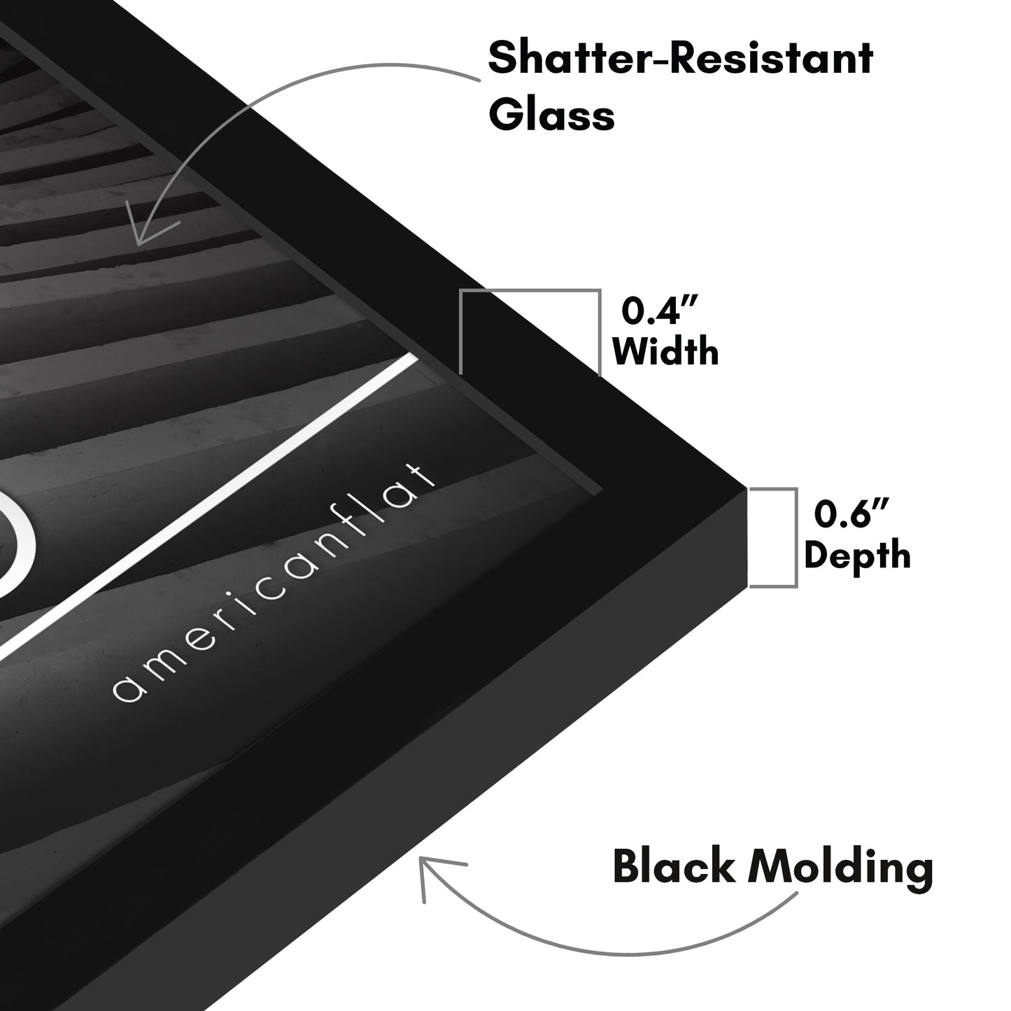 Thin Border Photo Frame in Black - Plexiglass Cover For Horizontal Formats - Picture Frame