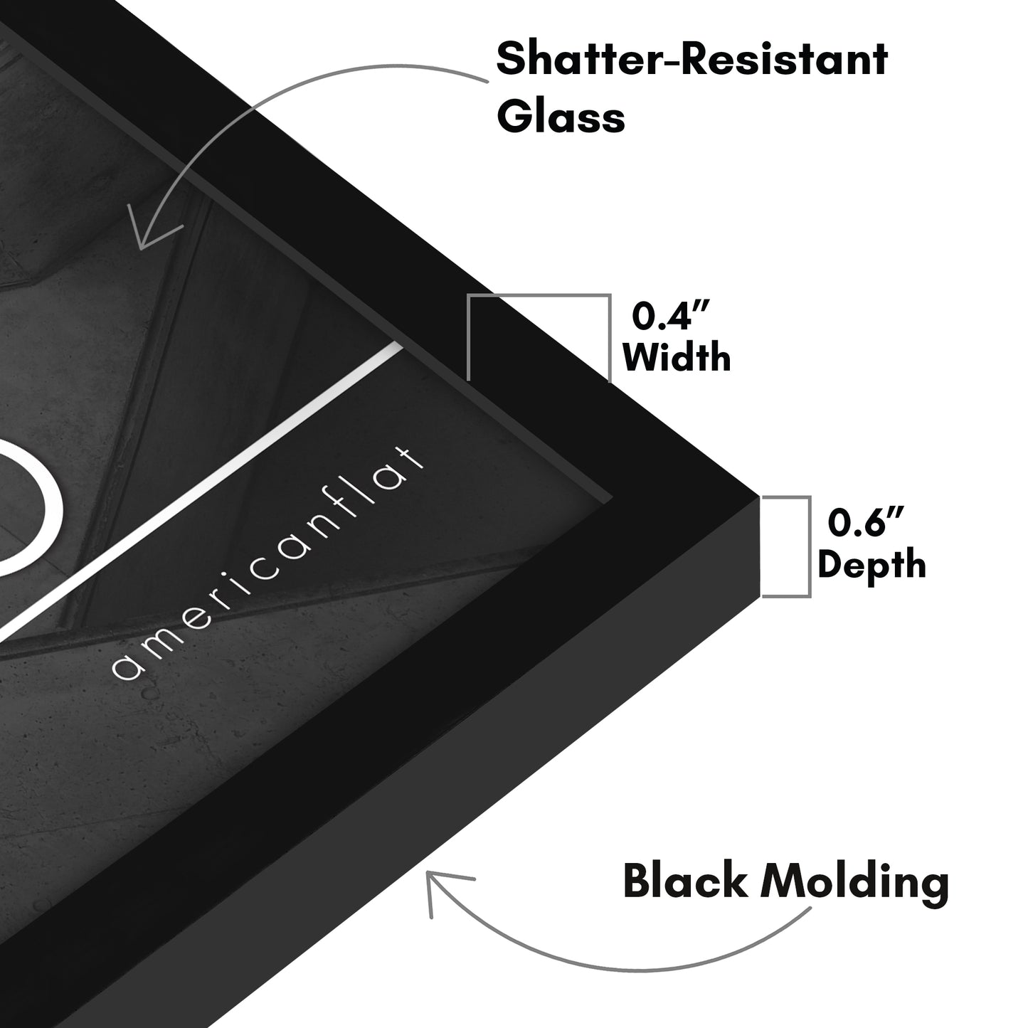 Thin Border Photo Frame in Black - Plexiglass Cover For Horizontal Formats - Picture Frame