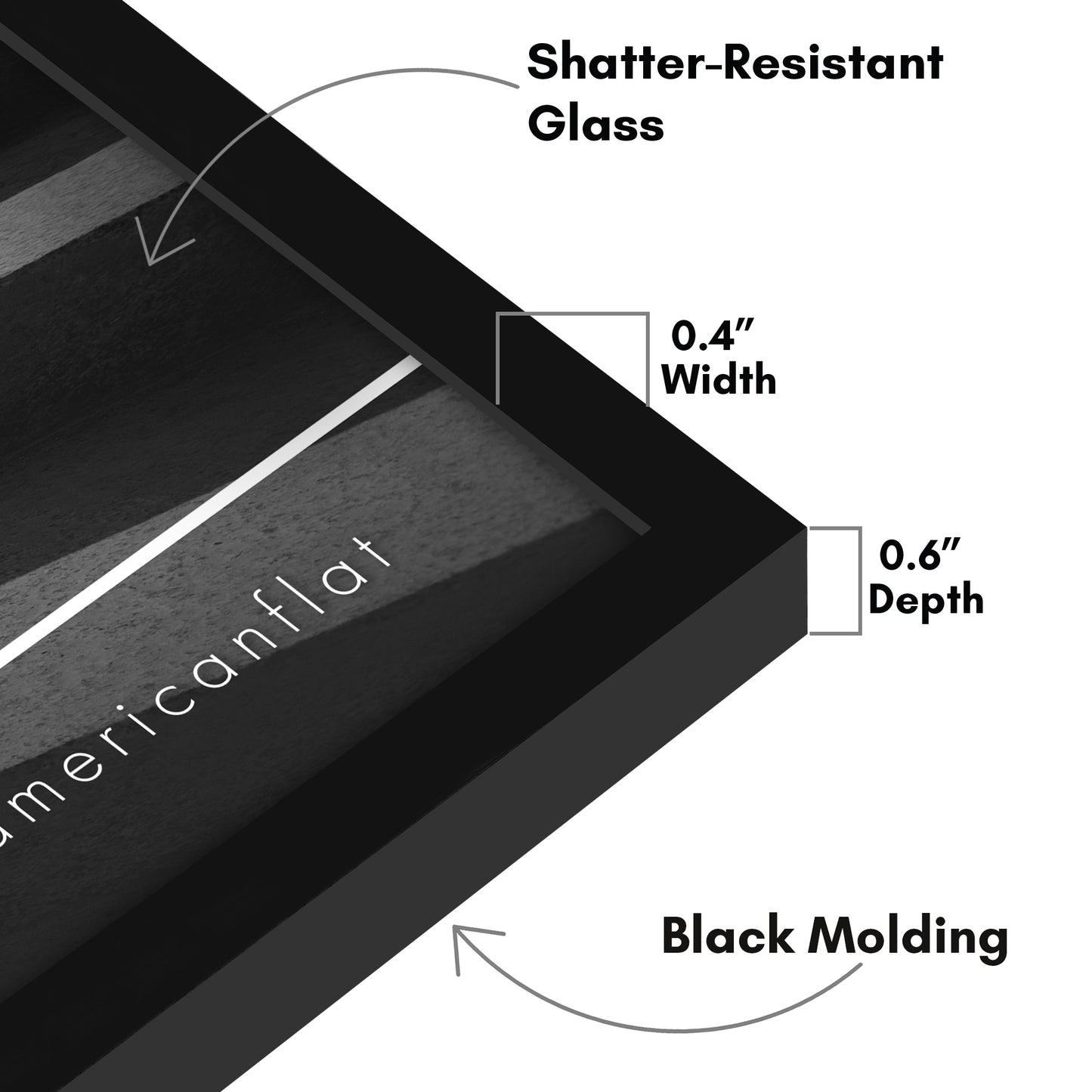 Thin Border Photo Frame in Black - Plexiglass Cover For Horizontal Formats - Picture Frame