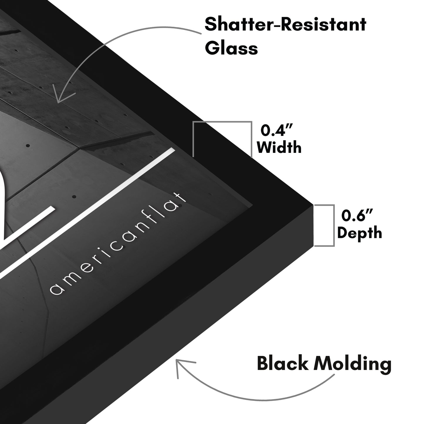Thin Border Photo Frame in Black - Plexiglass Cover For Horizontal Formats - Picture Frame