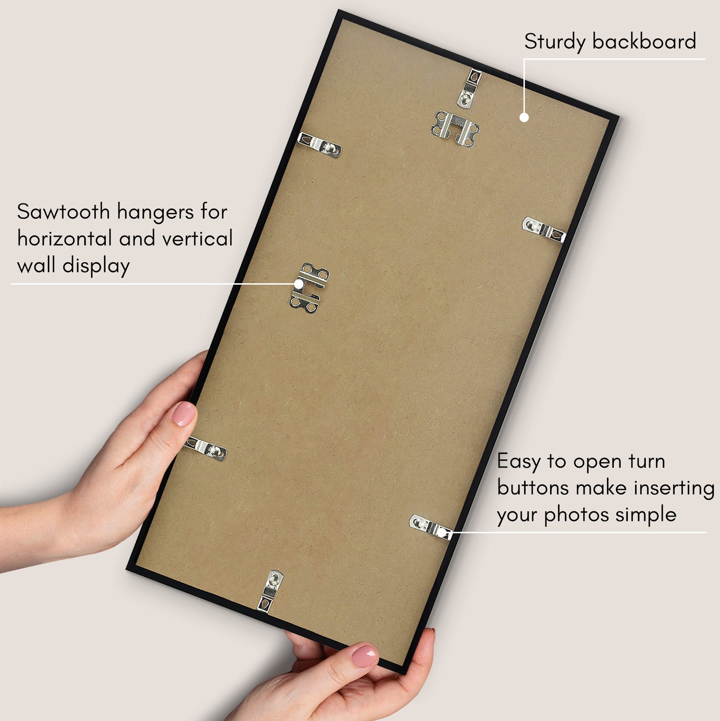 Thin Border Photo Frame in Black - Plexiglass Cover For Horizontal Formats - Picture Frame
