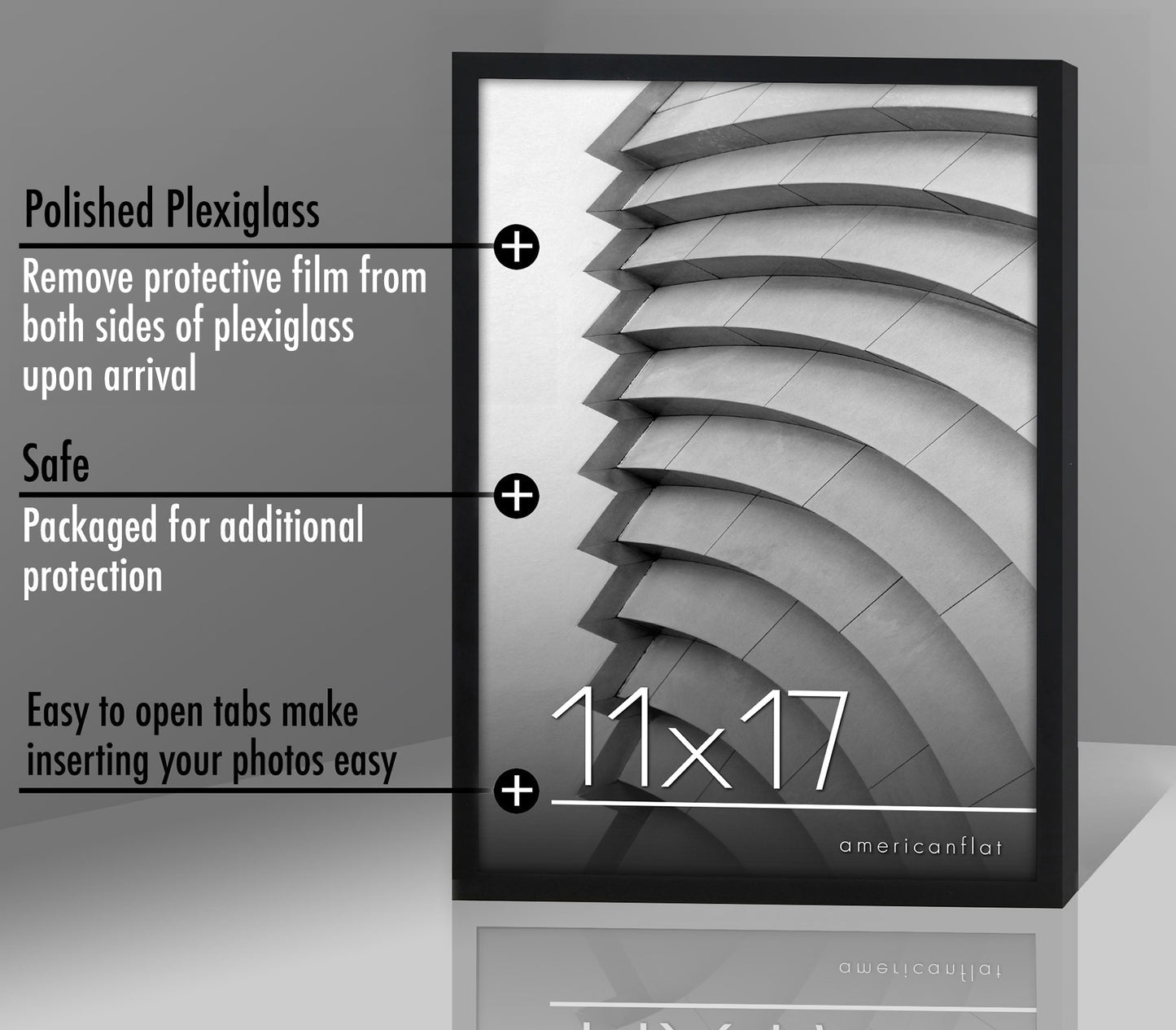 Thin Border Photo Frame in Black - Plexiglass Cover For Horizontal Formats - Picture Frame