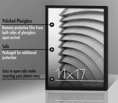 Thin Border Photo Frame in Black - Plexiglass Cover For Horizontal Formats - Picture Frame