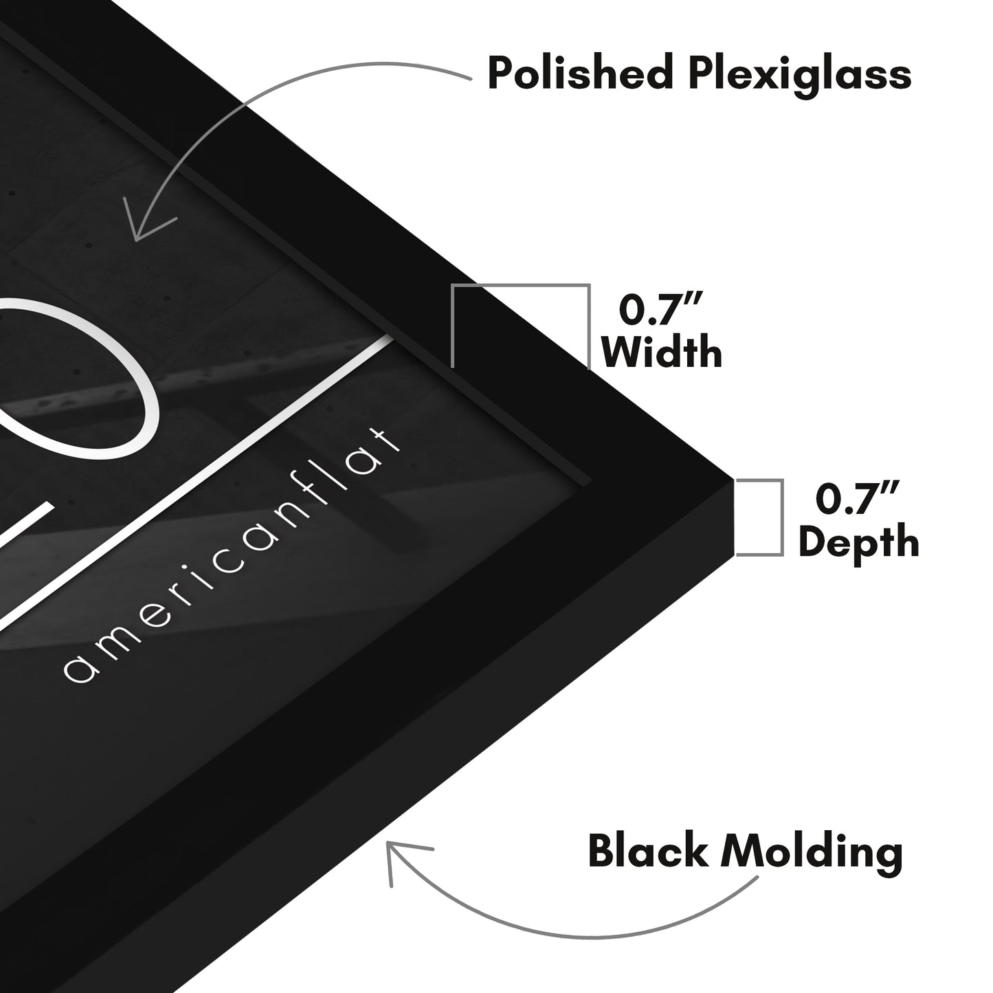 Thin Border Photo Frame in Black - Plexiglass Cover For Horizontal Formats - Picture Frame