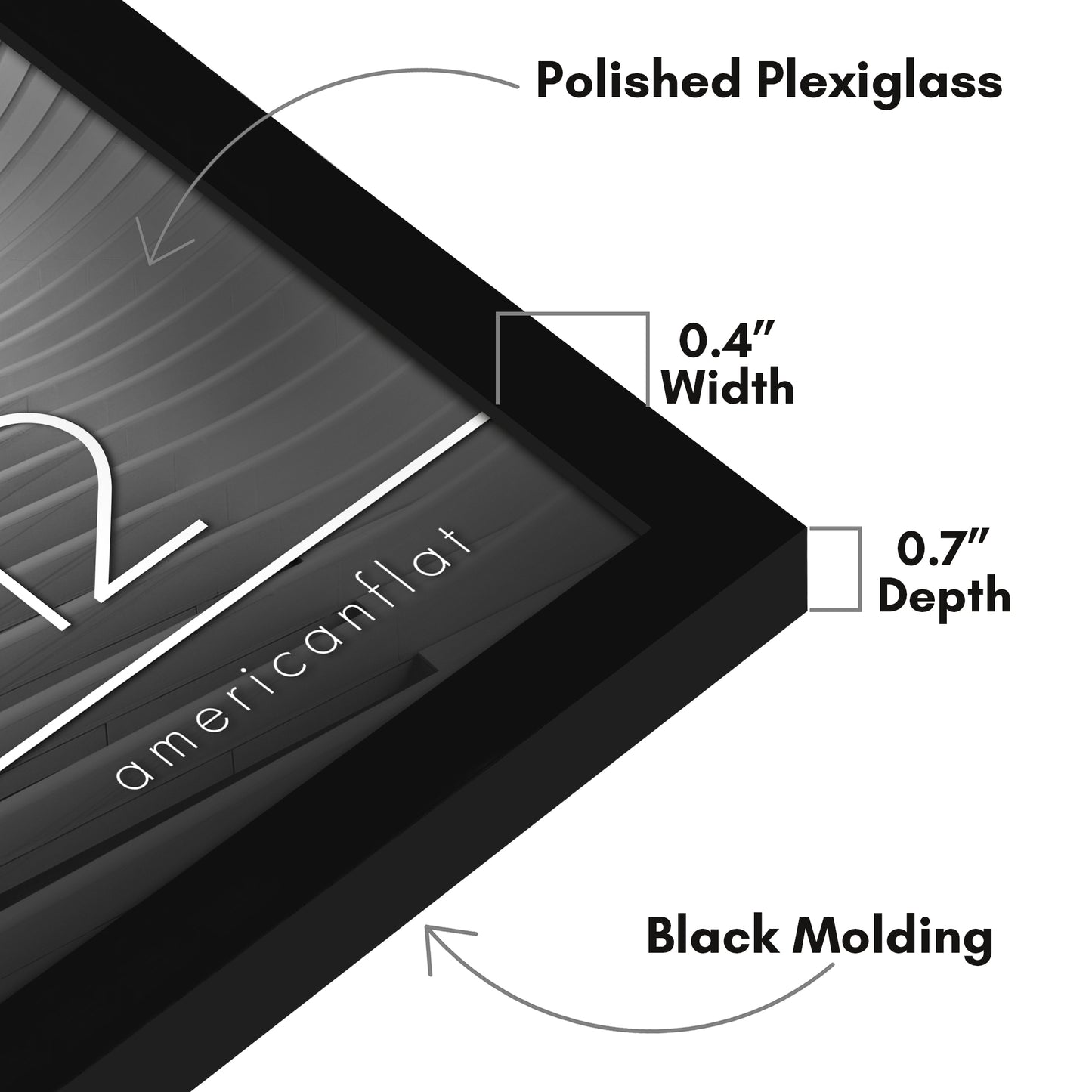 Thin Border Photo Frame in Black - Plexiglass Cover For Horizontal Formats - Picture Frame