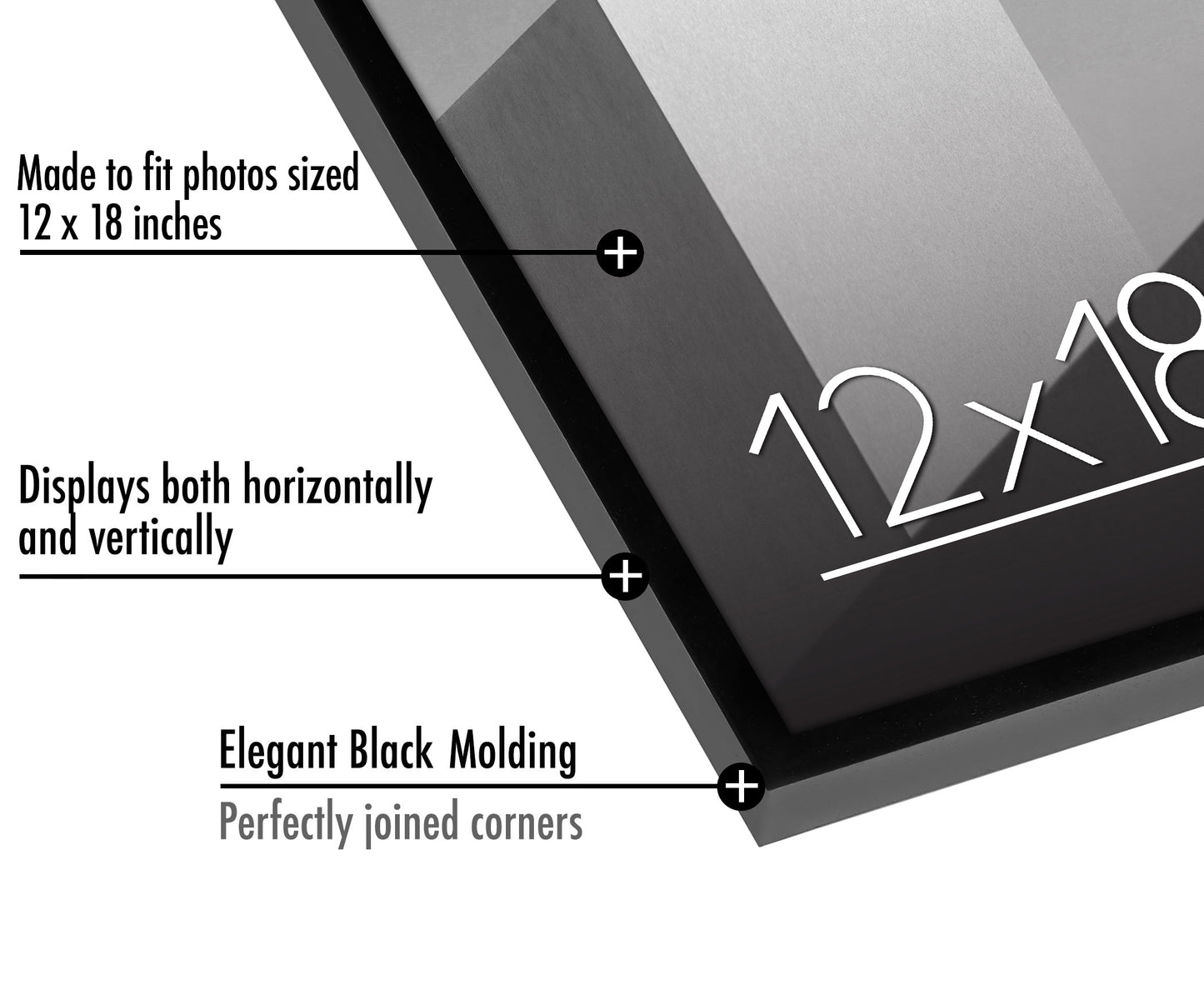 Thin Border Photo Frame in Black - Plexiglass Cover For Horizontal Formats - Picture Frame