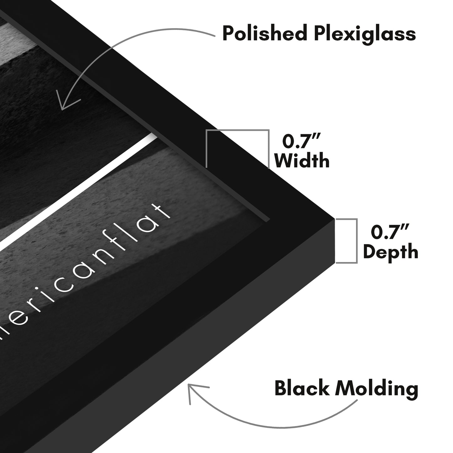 Thin Border Photo Frame in Black - Plexiglass Cover For Horizontal Formats - Picture Frame