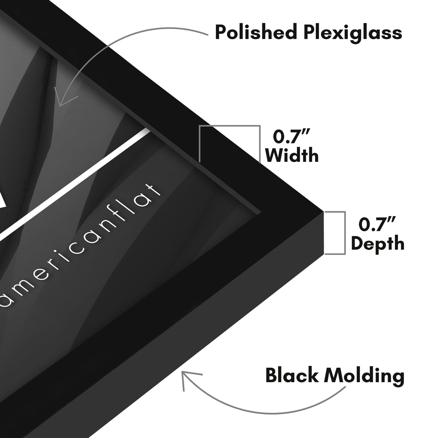 Thin Border Photo Frame in Black - Plexiglass Cover For Horizontal Formats - Picture Frame