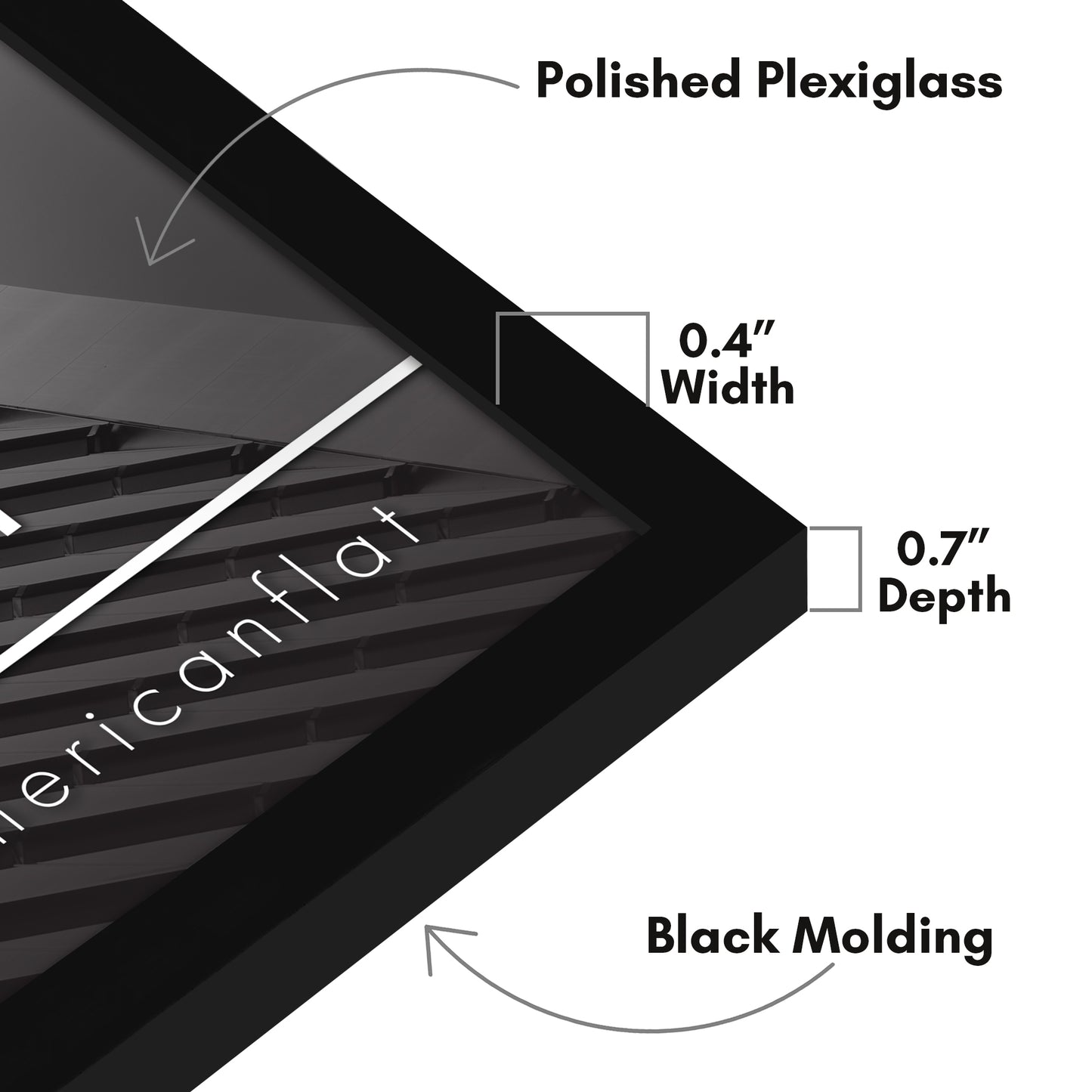 Thin Border Photo Frame in Black - Plexiglass Cover For Horizontal Formats - Picture Frame