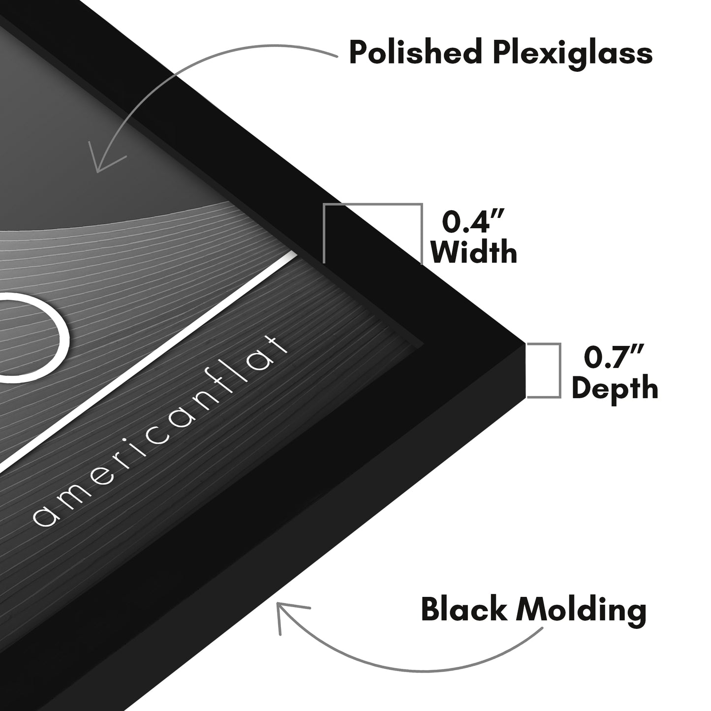 Thin Border Photo Frame in Black - Plexiglass Cover For Horizontal Formats - Picture Frame