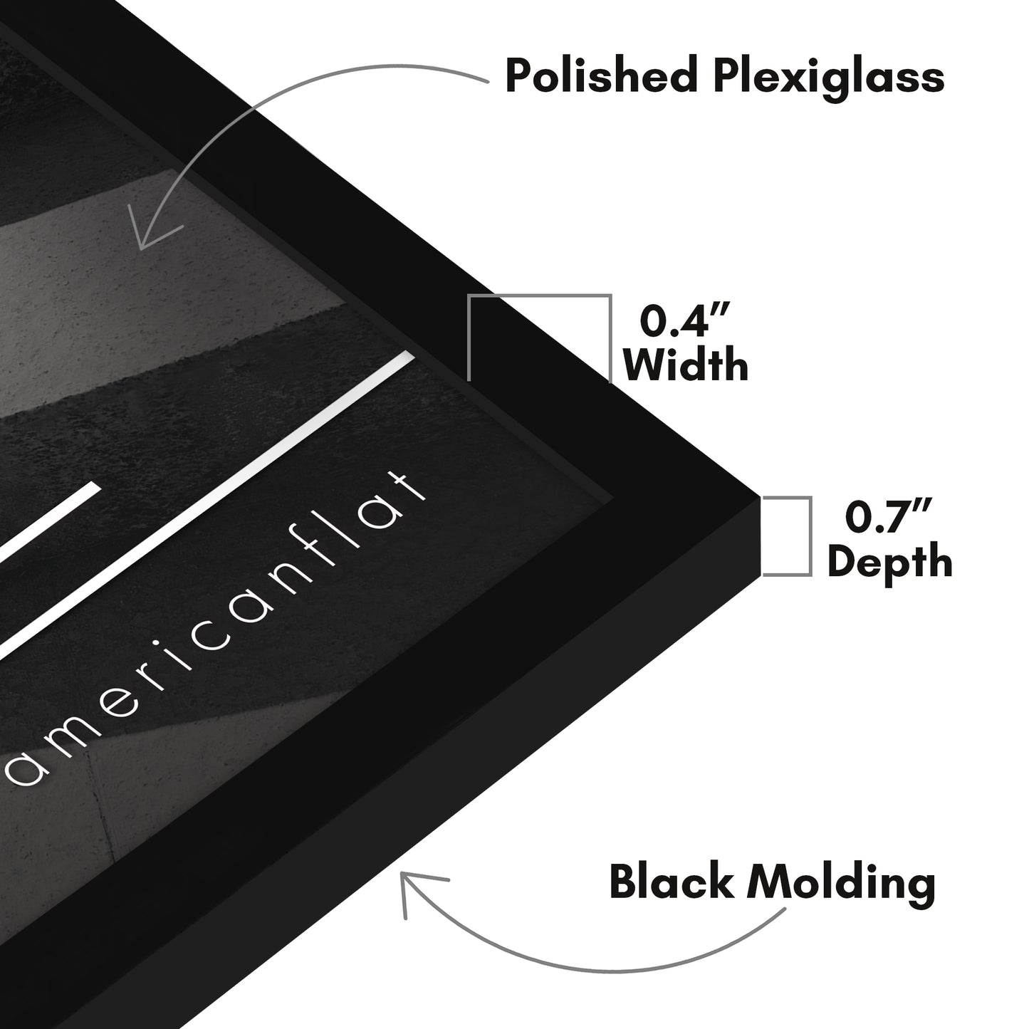 Thin Border Photo Frame in Black - Plexiglass Cover For Horizontal Formats - Picture Frame