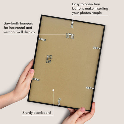 Thin Border Photo Frame in Black - Plexiglass Cover For Horizontal Formats - Picture Frame