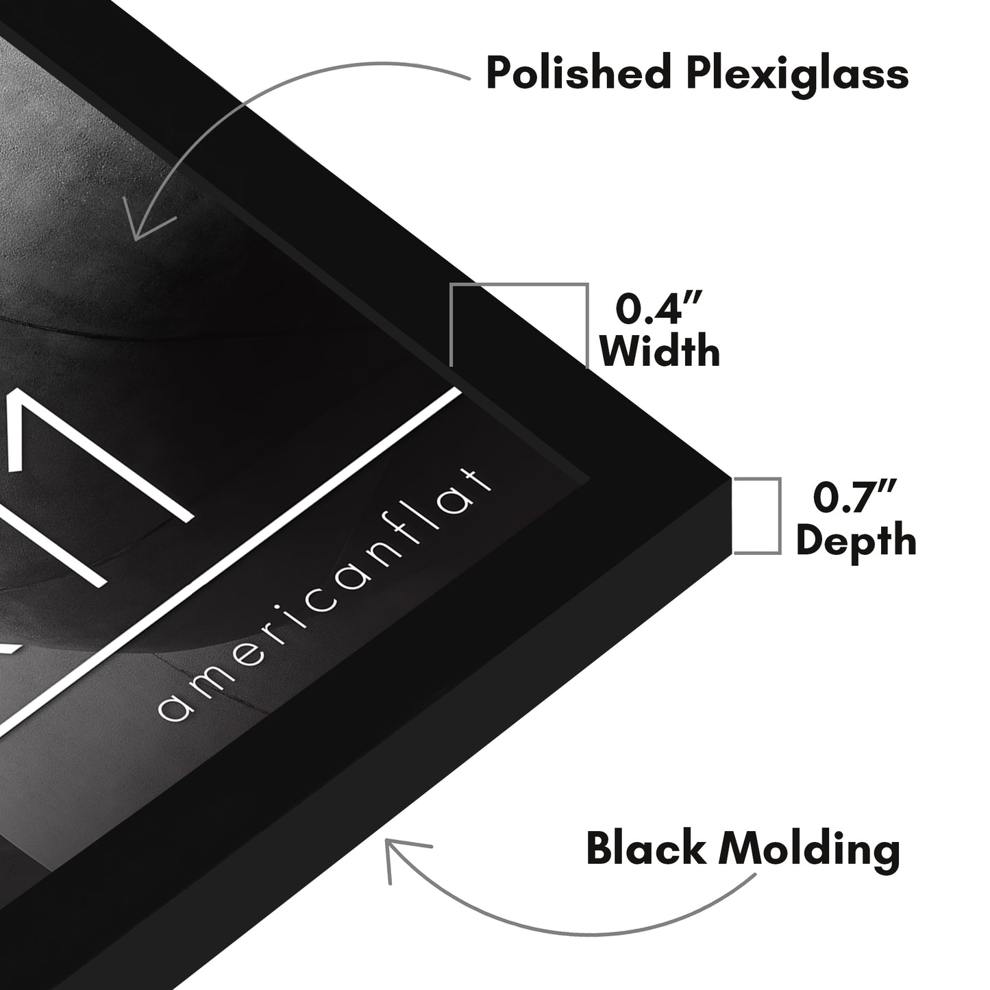 Thin Border Photo Frame in Black - Plexiglass Cover For Horizontal Formats - Picture Frame