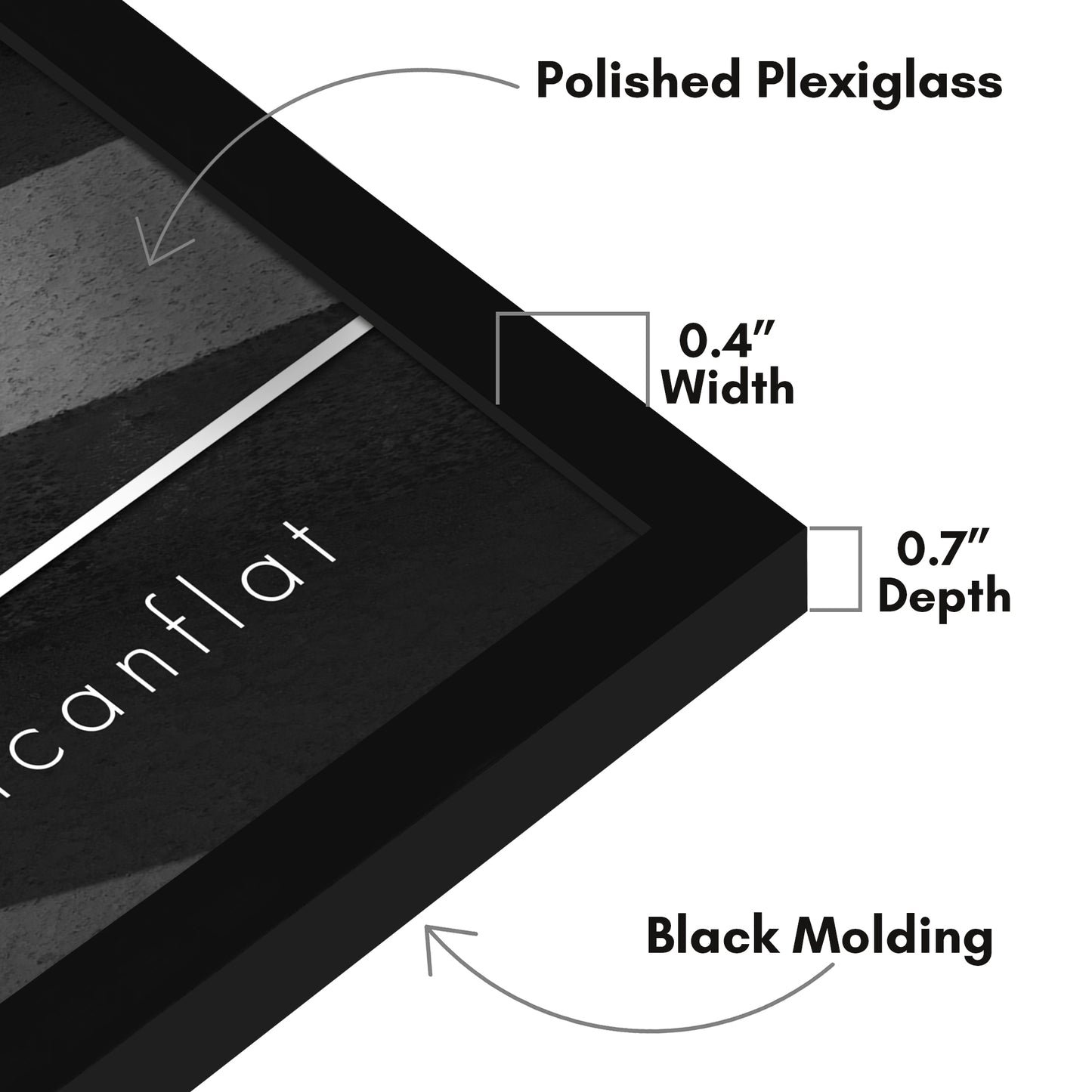 Thin Border Photo Frame in Black - Plexiglass Cover For Horizontal Formats - Picture Frame