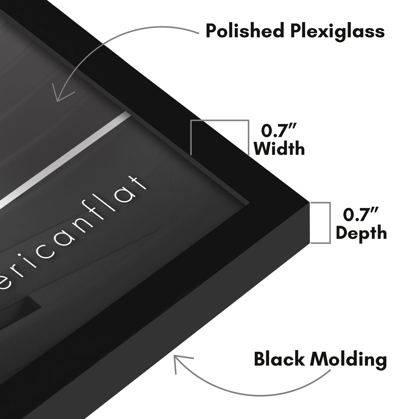 Thin Border Photo Frame in Black - Plexiglass Cover For Horizontal Formats - Picture Frame