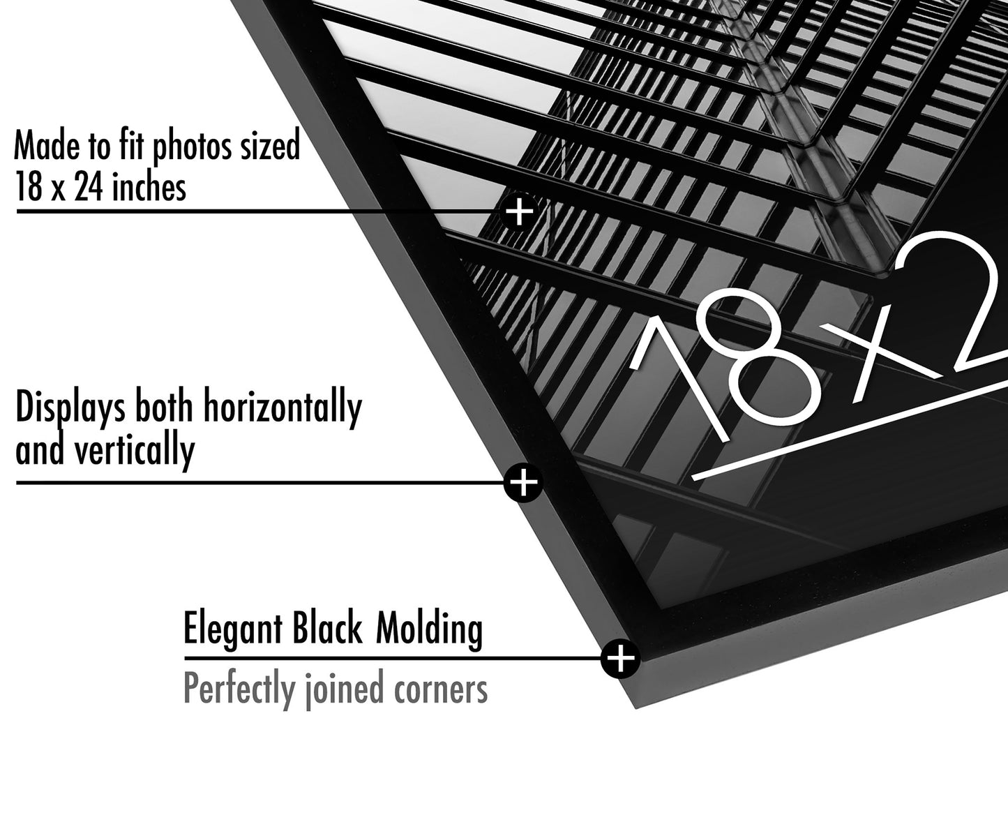 Thin Border Photo Frame in Black - Plexiglass Cover For Horizontal Formats - Picture Frame