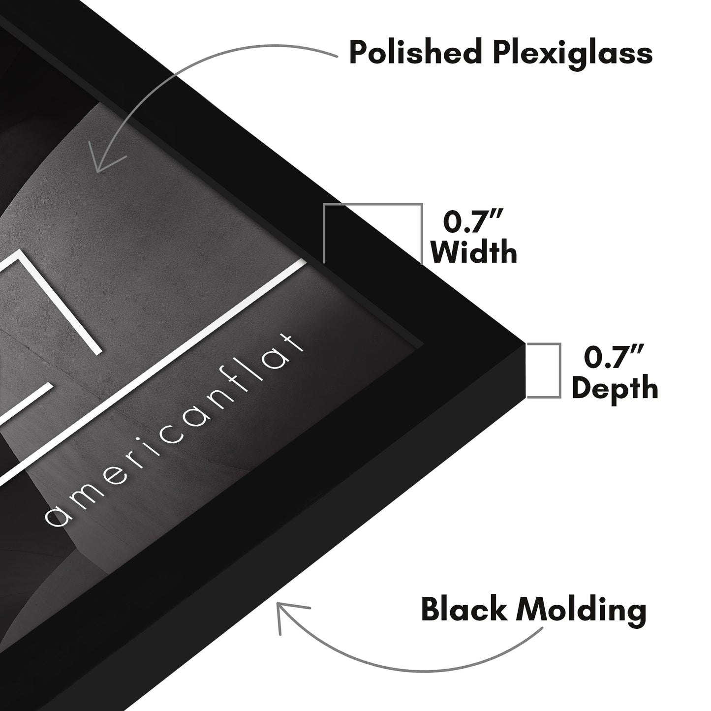 Thin Border Photo Frame in Black - Plexiglass Cover For Horizontal Formats - Picture Frame