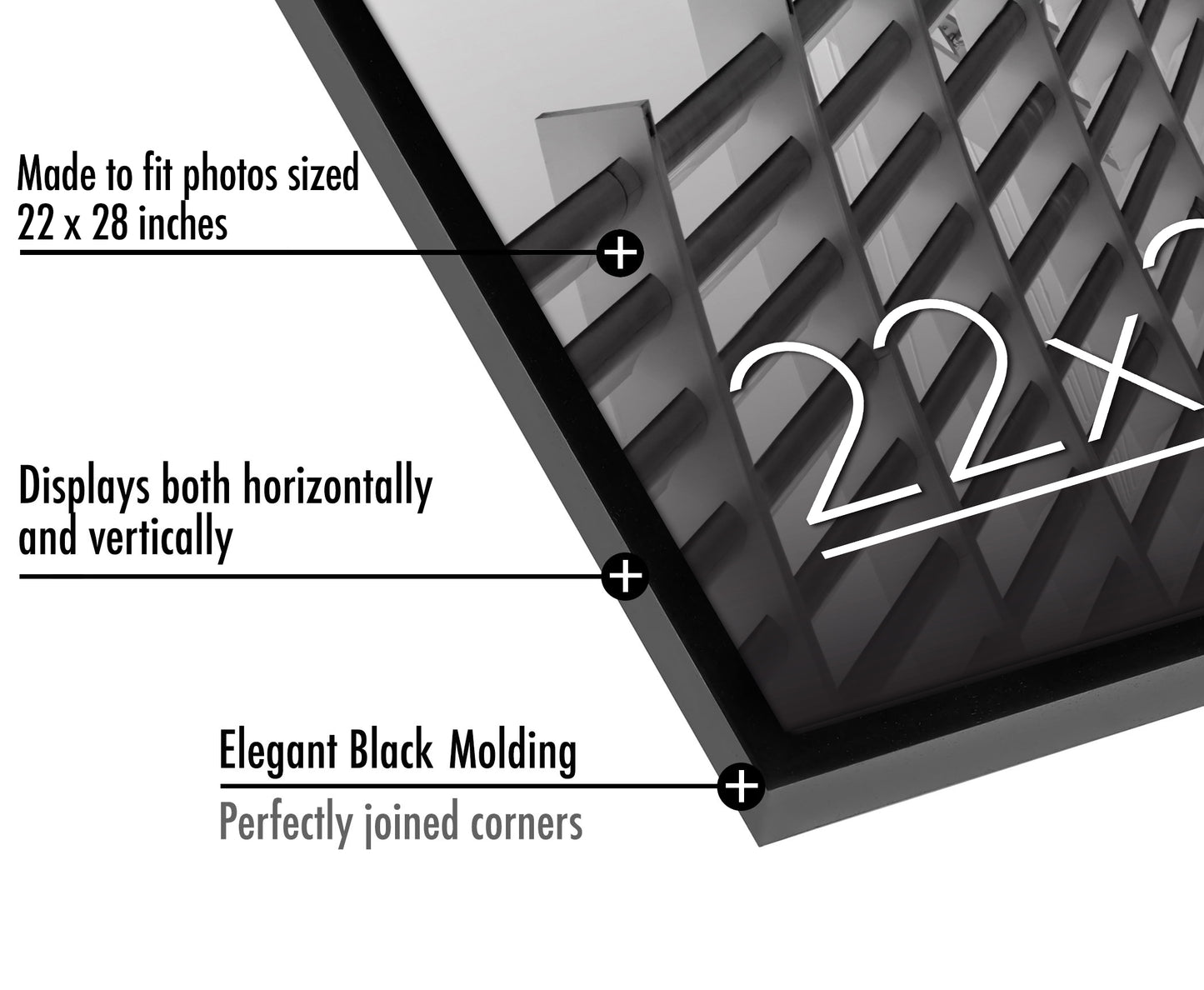 Thin Border Photo Frame in Black - Plexiglass Cover For Horizontal Formats - Picture Frame