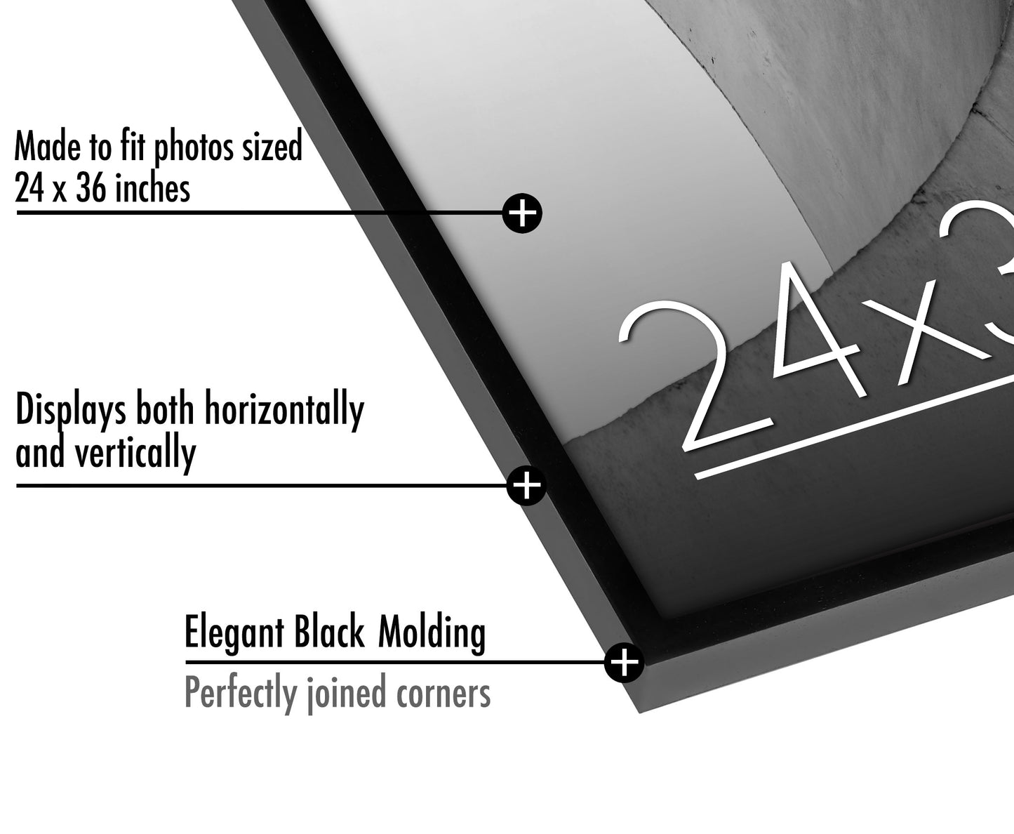 Thin Border Photo Frame in Black - Plexiglass Cover For Horizontal Formats - Picture Frame