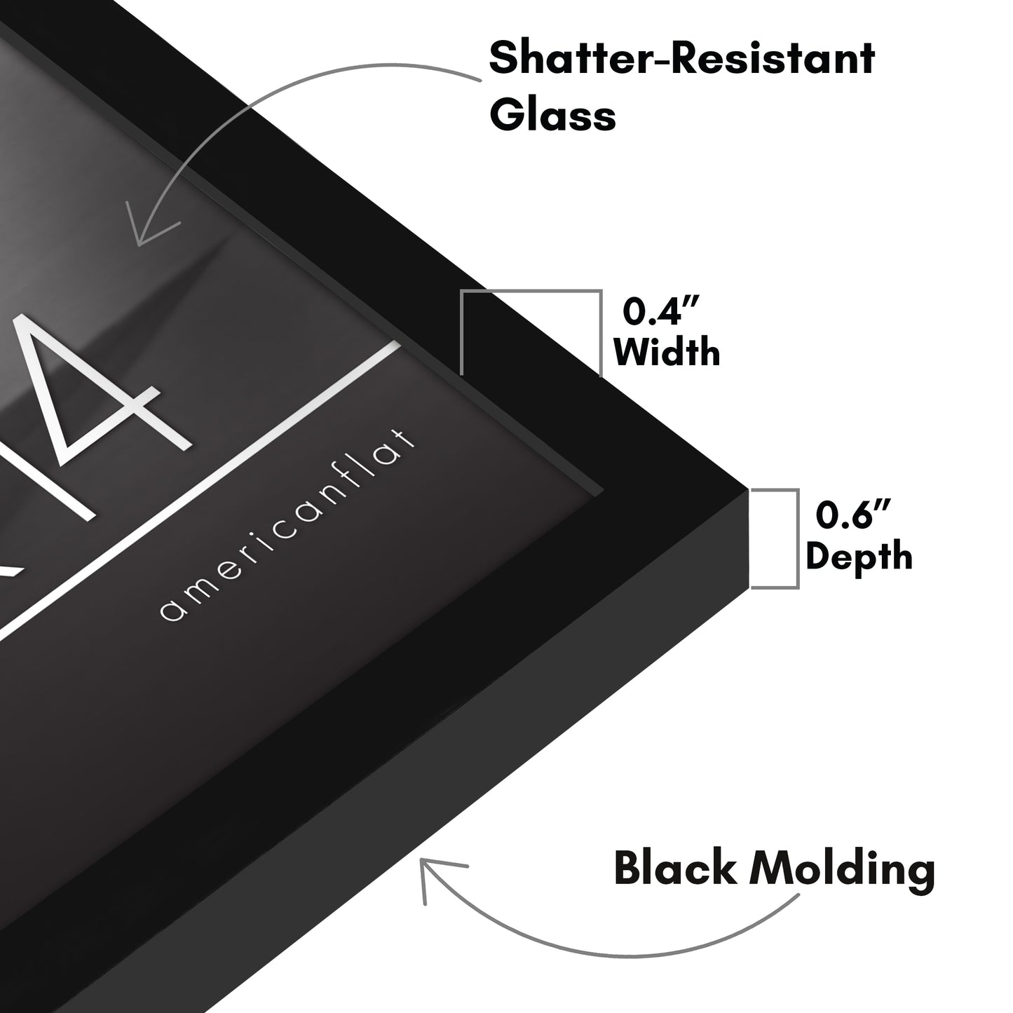 Thin Border Photo Frame in Black - Plexiglass Cover For Horizontal Formats - Picture Frame