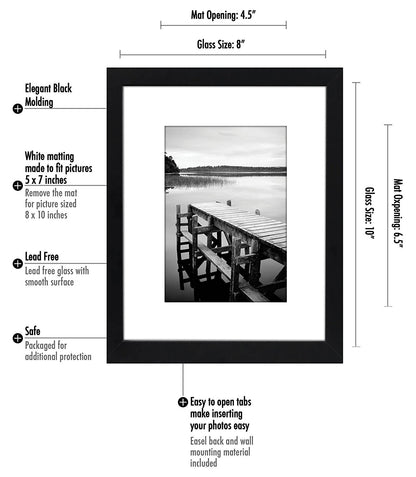 Picture Frames with Shatter Resistant Glass Horizontal and Vertical Formats for Wall and Tabletop - Picture Frame - Americanflat