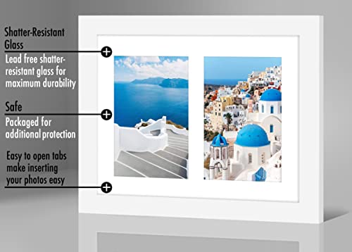 Americanflat Double Picture Frame | Two 4x6 Openings | 8x10 Overall | Shatter-Resistant