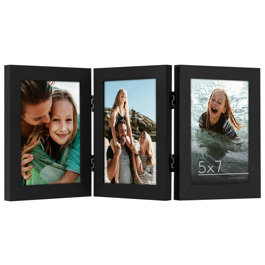 Americanflat Picture Frame | Hinged Designed | Three Openings with Classic Molding | Signature Collection