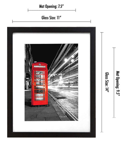 Black Picture Frame Made to Display Pictures 8 x 10-inch with Mat or 11 x 14-inch without Mat - Frame - Americanflat