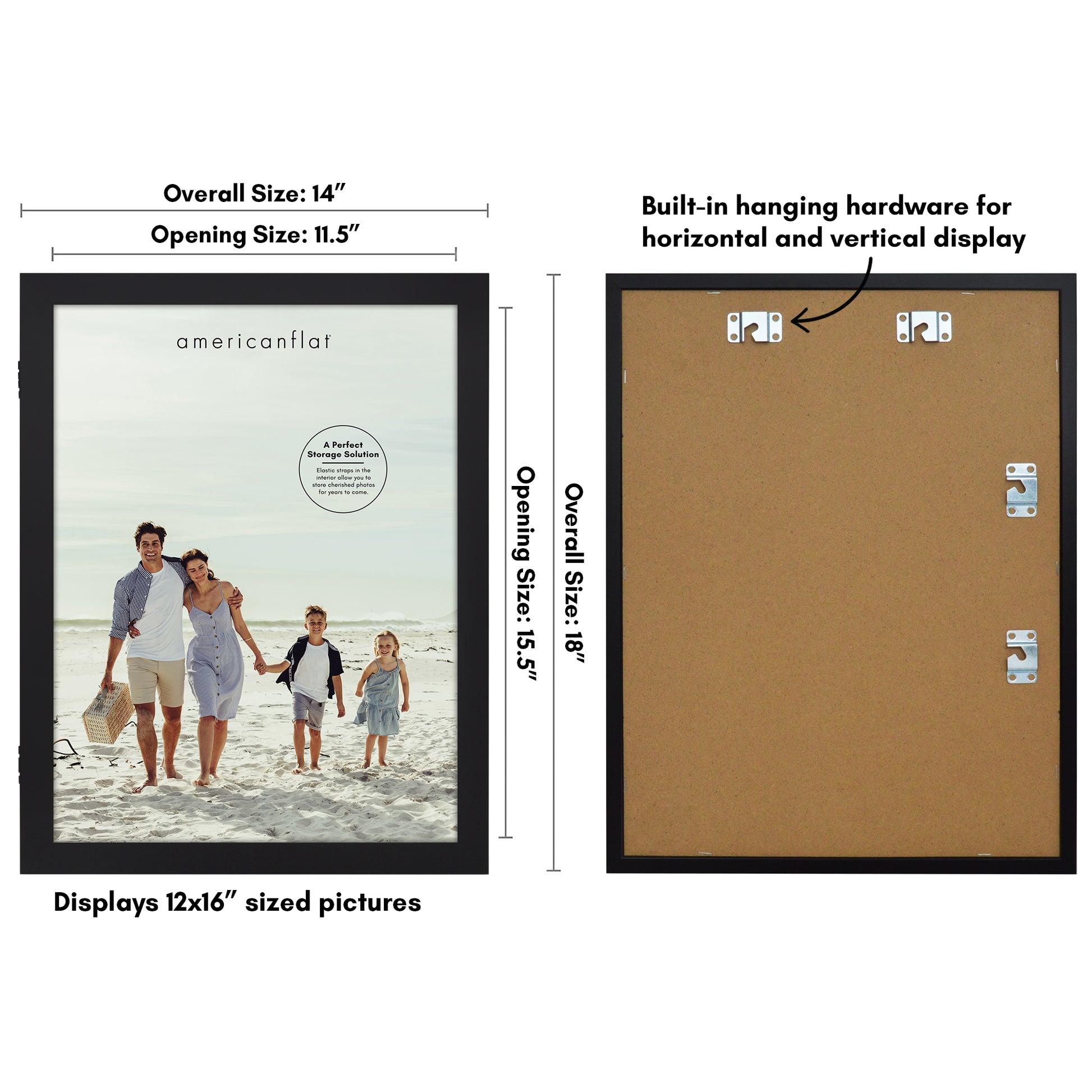 Americanflat 8x8 Picture Frames in Black - Set of 2 - Engineered