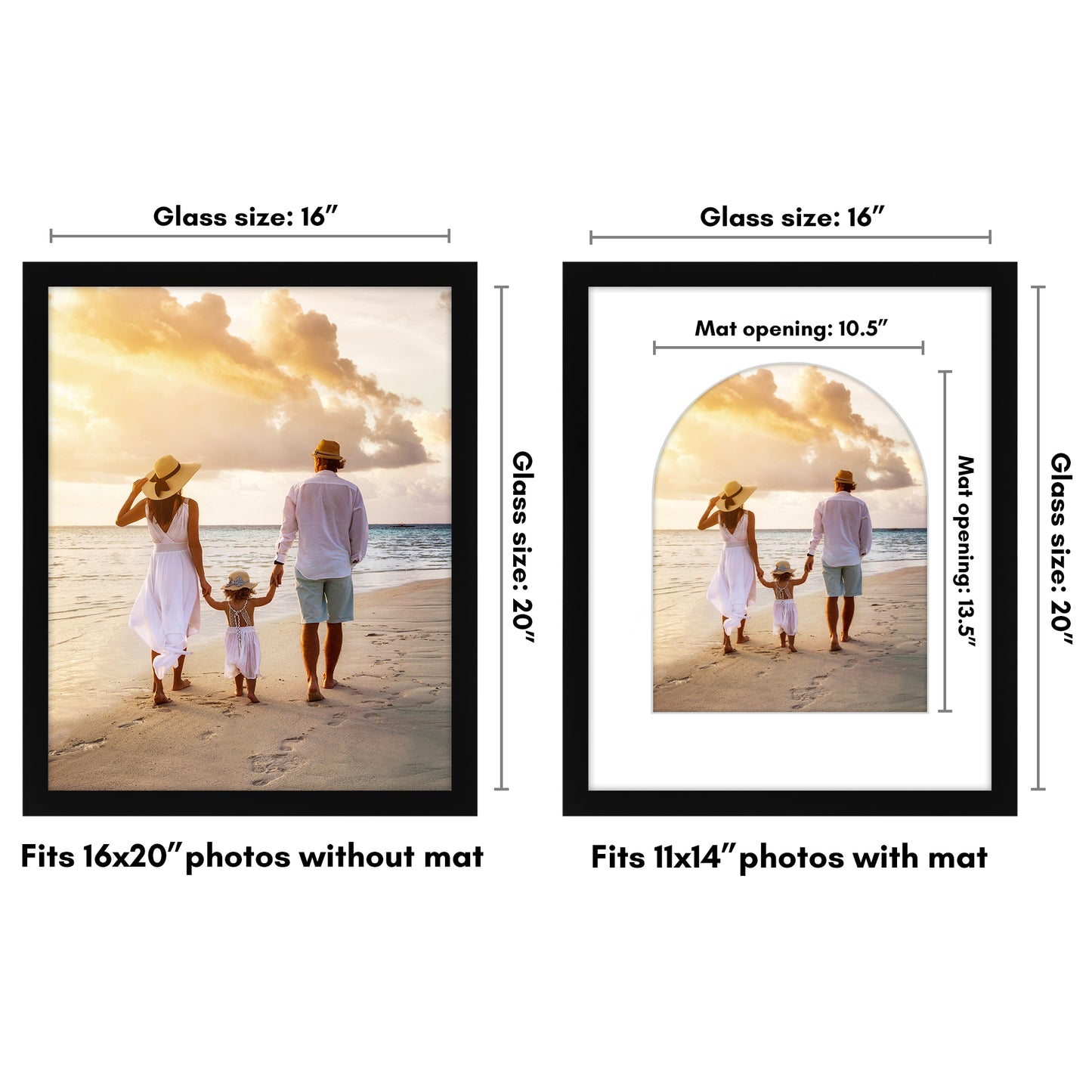 Picture Frame with Arch Mat | Gallery Wall Decor | Protective Glass Cover