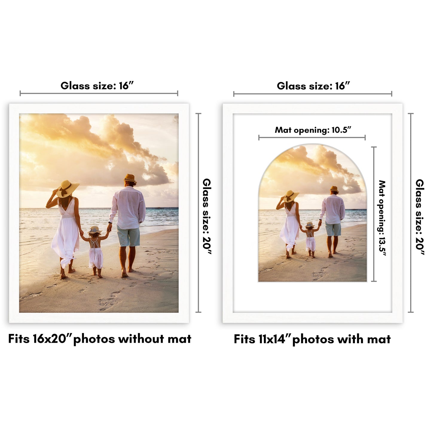 Picture Frame with Arch Mat | Gallery Wall Decor | Protective Glass Cover